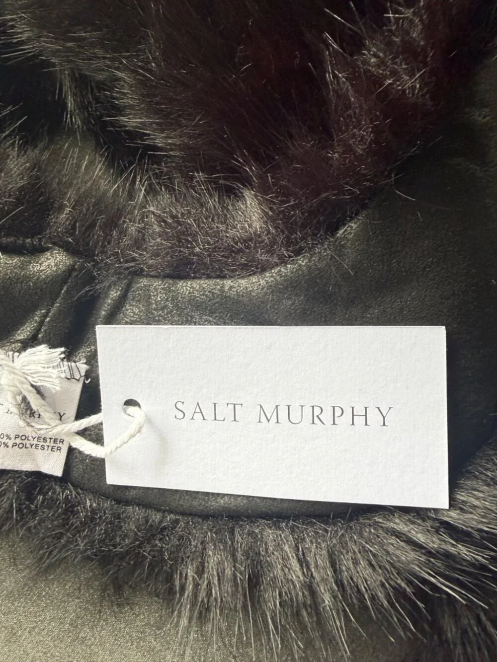 New with tags Salt Murphy Claire Fur Scarf in black, one size.
